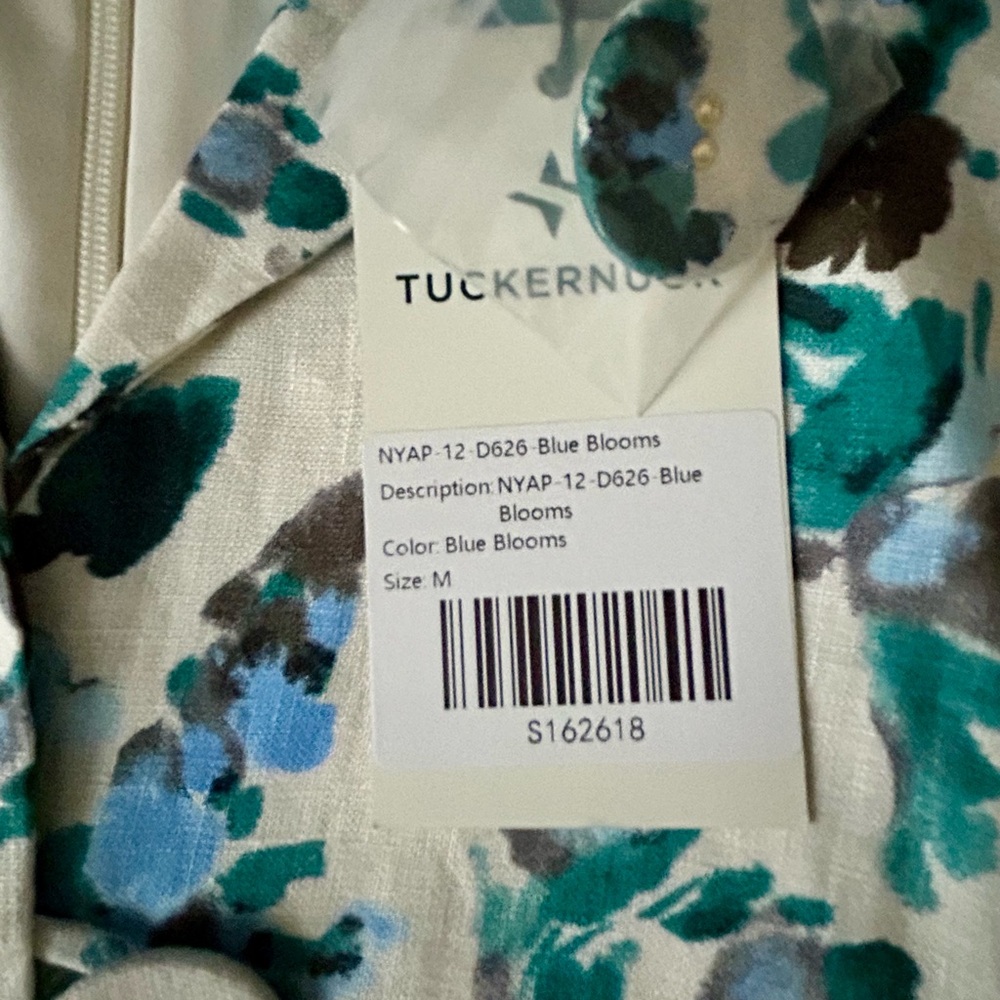NWT Tuckernuck Linen Blue Blooms Floral Garden Midi Dress Size Medium - Picture 6 of 8